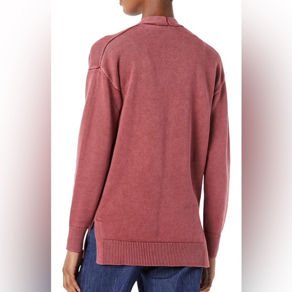 Goodthreads Women Mineral Wash Burgundy Open Cardigan Sweater Size Small - Picture 10 of 11